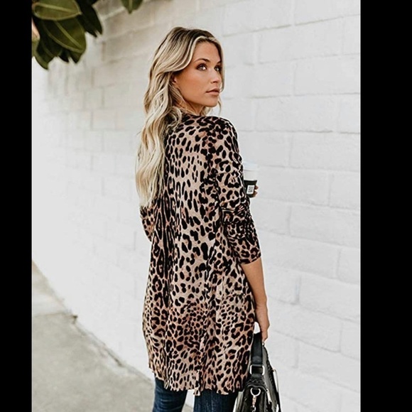 leopard long sleeve cardigan shirt - Picture 5 of 6